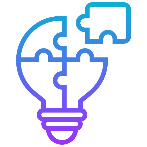 Light bulb made of interlocking puzzle pieces, symbolizing ideas coming together and creative problem-solving.